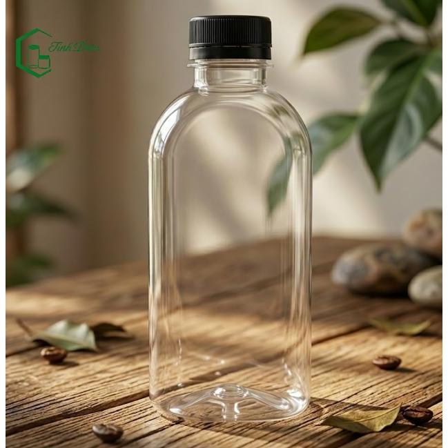 [Sỉ Tận Xưởng] Set 25 Chai Nhựa PET Dẹp Trong Dày 220-250ml Nắp Vặn Đựng Trà Sữa Nước Ép Cafe