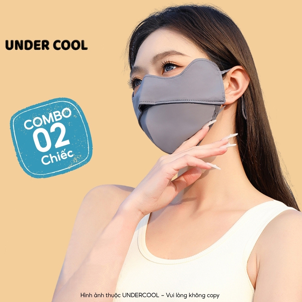 COMBO 2 Khẩu Trang Chống Nắng UNDERCOOL Nửa Mặt Logo Đổi Màu Phát Hiện Tia UV 3 Màu CB-KT01 Live