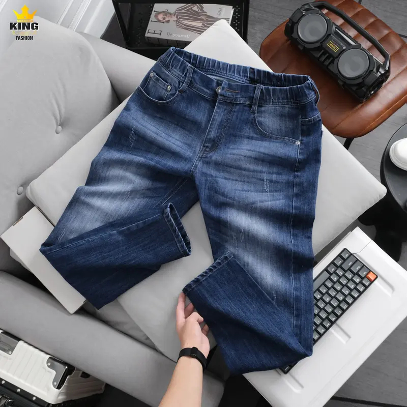 Quần Jean Nam Lưng Thun Co Giãn KINGFASHION Chất Liệu Cotton Denim Thoải mái Ôm Form, Tôn Dáng