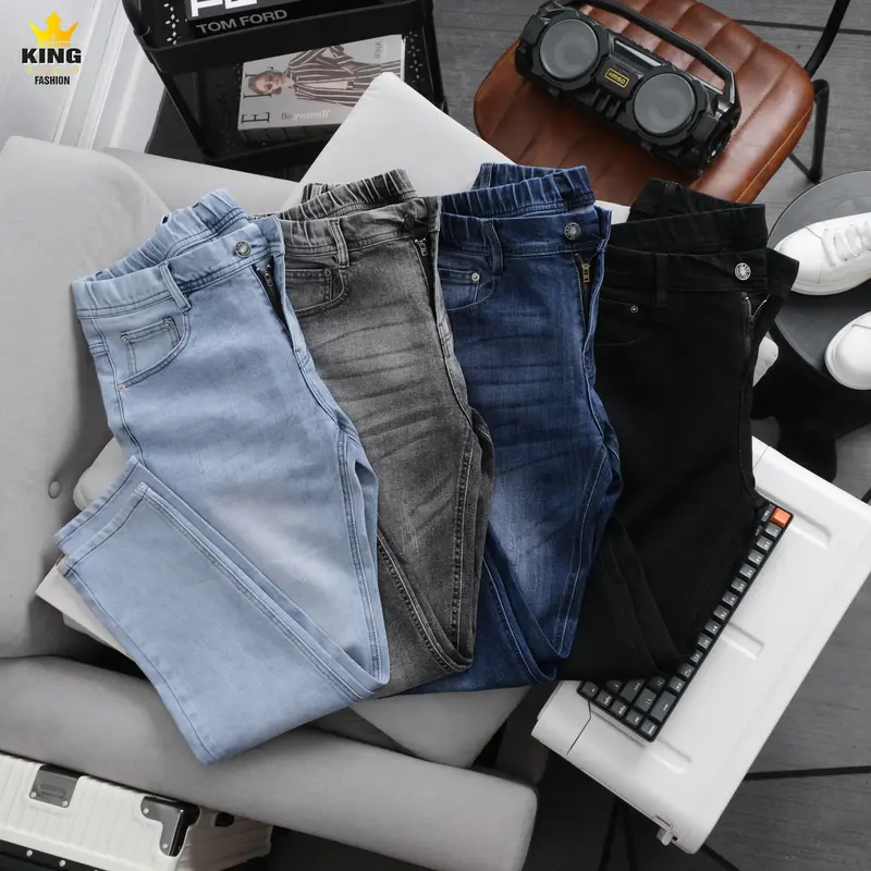 Quần Jean Nam Lưng Thun Co Giãn KINGFASHION Chất Liệu Cotton Denim Thoải mái Ôm Form, Tôn Dáng