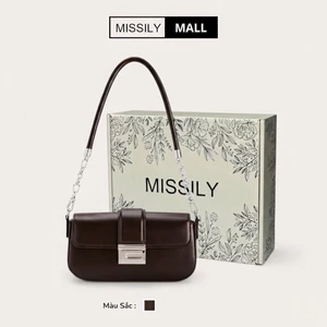 Túi xách nữ, đeo chéo MISSILY với chất da PU cao cấp sz 21cm (nđ503) nâu