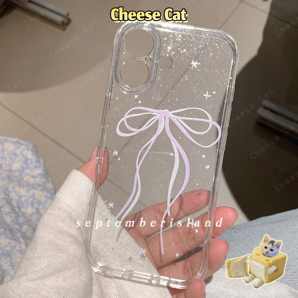 Ốp lưng nơ ruy băng đính sequin lấp lánh cho iPhone 17 Pro Max dành cho iPhone 11 12 13 14 15 16 Xs Max 7 Plus 16E