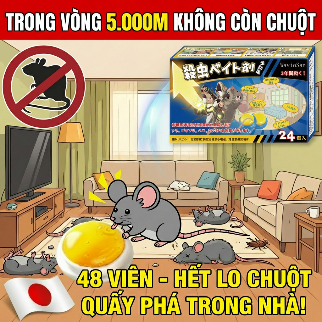 【Mua 1 tặng 1】Thuốc diệt chuột & mồi xua chuột 24 viên 🐭 An toàn, hiệu quả, nhà sạch chuột 100%!