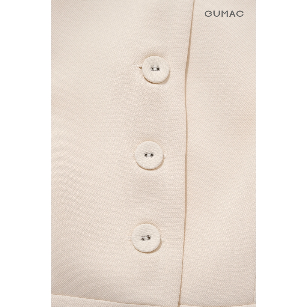 Áo Gile Nữ Cổ Tròn GUMAC Dáng Dài Chiết Eo Nhẹ Kiểu Peplum Chất Carolan Xược Đứng Form AG03026