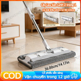 Cây Lau Nhà Kẹp Khăn Thay Thế Bản Nâng Cấp 36cm GREESINDOOR Dùng Khăn Vải,Khô, Ướt Sử Dụng 1 Lần