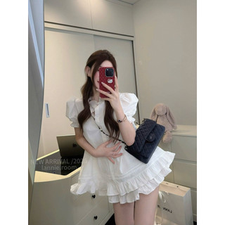 Set Bộ Áo Cộc Tay Cổ Tròn Dập Ly Mix Quần Cộc Lannie, Set Bộ Thô Bèo Viền Phối Quần Dáng Xoè Asasino