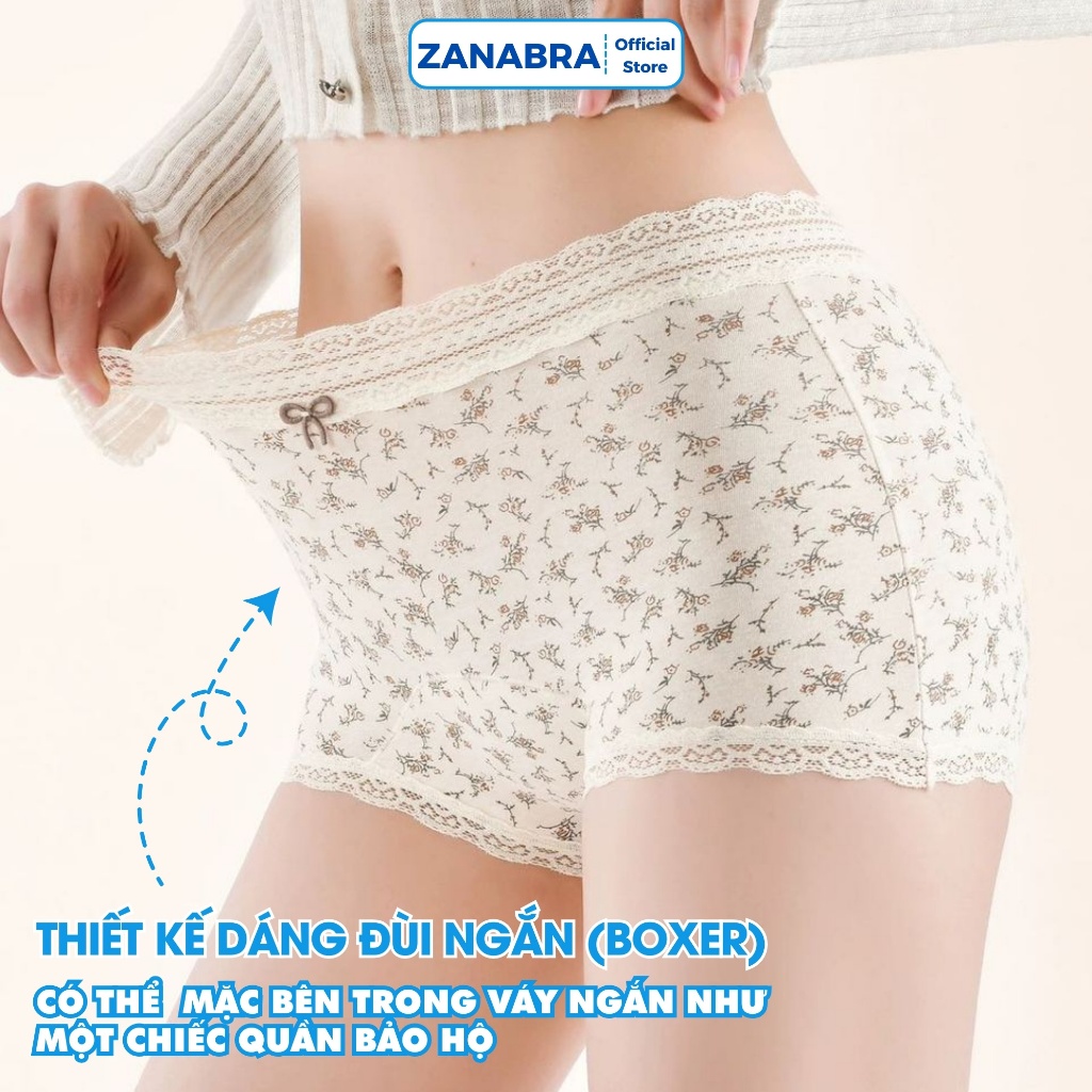 [ Mẫu Mới ] Quần Lót, Quần Boxer Cotton Nữ Kháng Khuẩn Không Hằn Viền Ôm Trọn V3 Mềm Mịn Co Giãn ZANABRA L5918