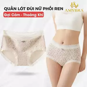 Quần Lót Nữ AMYBRA Dáng Đùi Viền Ren Ôm Mông, Quần Boxer Nữ Cotton Kháng Khuẩn L5272