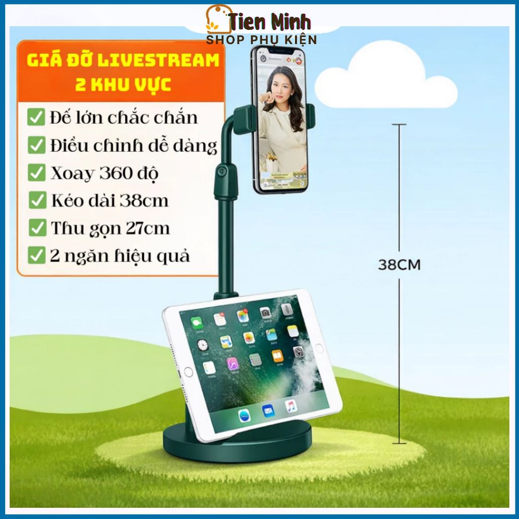 Giá Đỡ Điện Thoại P11 Livestream, Xoay 360 Độ, Tuỳ Chỉnh Độ Cao, Chân Có Khe Cài Điện Thoại