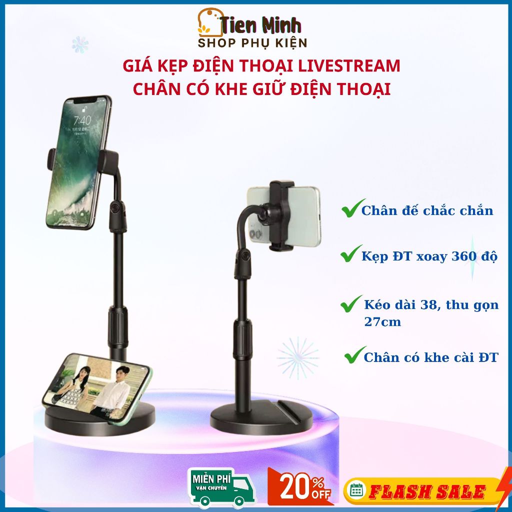 Giá Đỡ Điện Thoại P11 Livestream, Xoay 360 Độ, Tuỳ Chỉnh Độ Cao, Chân Có Khe Cài Điện Thoại