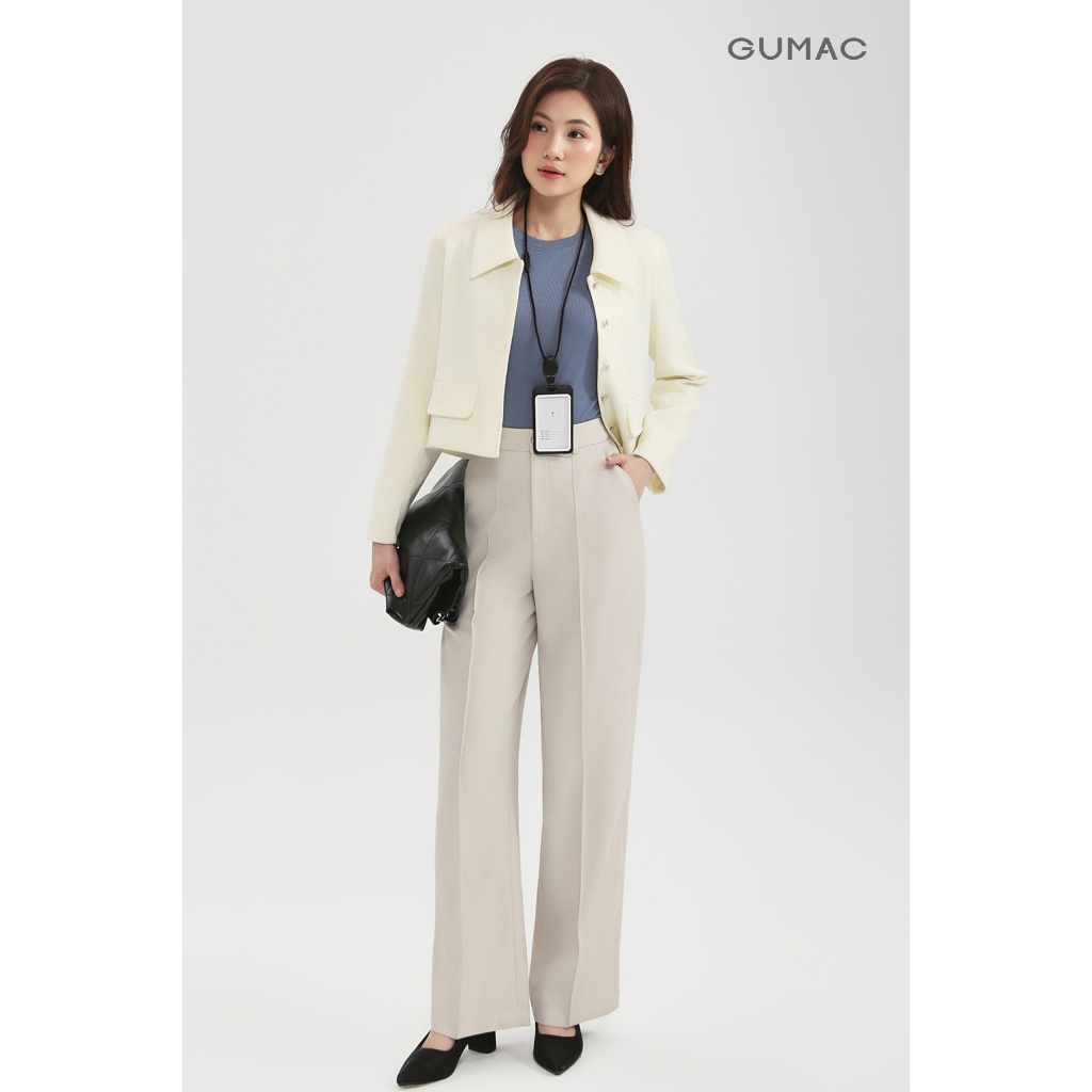 Áo Khoác Nữ GUMAC Dáng Lửng Form Suông 2 Lớp Thanh Lịch Hiện Đại LOWF0903