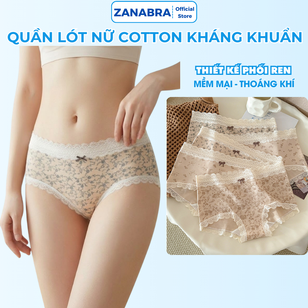 Combo 5 hoặc 3 Quần Lót, Quần Chip Cotton Nữ Kháng Khuẩn Dáng Boxer Không Hằn Viền Ôm Trọn V3 ZANABRA L5918