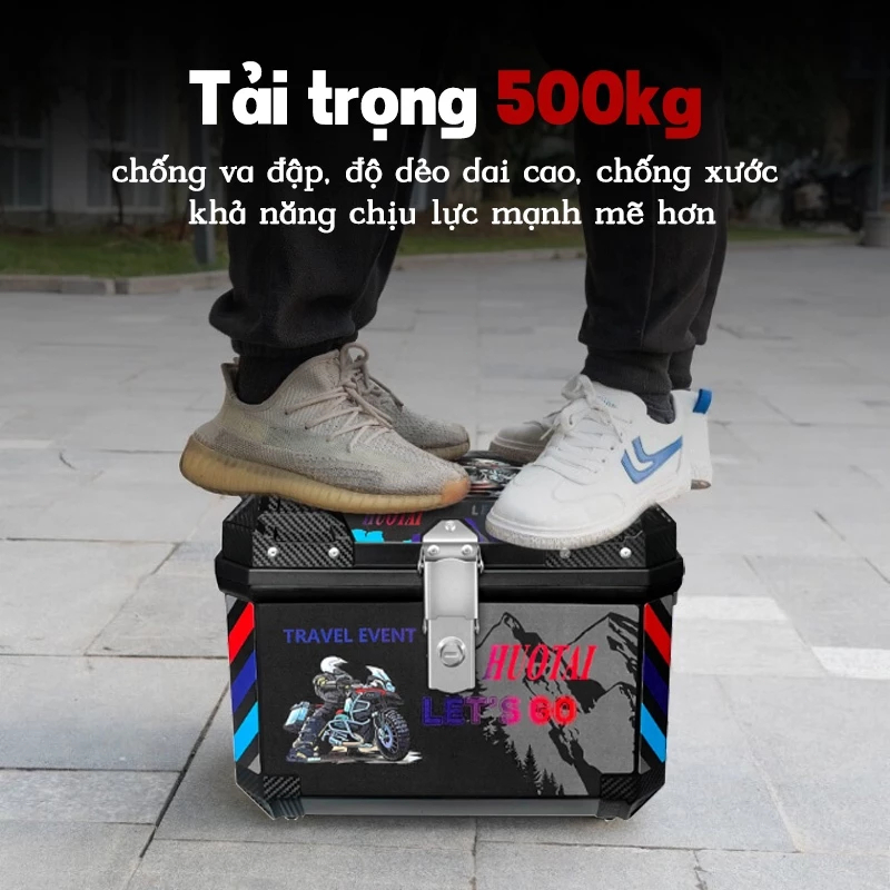💥💥 Hộp đựng đồ cho xe máy dung tích lớn 57L chất liệu dày dặn chống thấm nước có khóa an toàn cho ghế sau phụ tùng ô tô