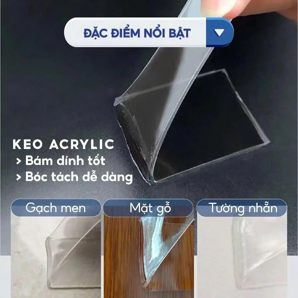 Băng Keo Nano Hai Mặt 3M Trong Suốt, Băng Dính 2 Mặt Siêu Dính Dán Mọi Vật Dụng Trong Nhà Đa Năng  Băng dính nano trong