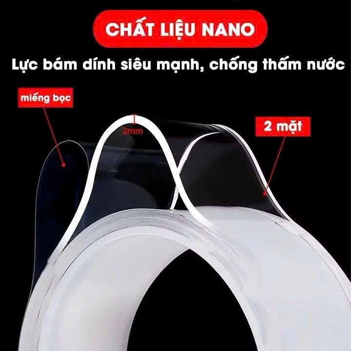 Băng Keo Nano Hai Mặt 3M Trong Suốt, Băng Dính 2 Mặt Siêu Dính Dán Mọi Vật Dụng Trong Nhà Đa Năng  Băng dính nano trong