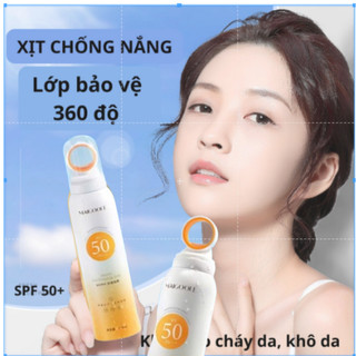 Xịt chống nắng spf 50+ tán đều lên da hấp thụ sâu và tạo lớp bảo vê da