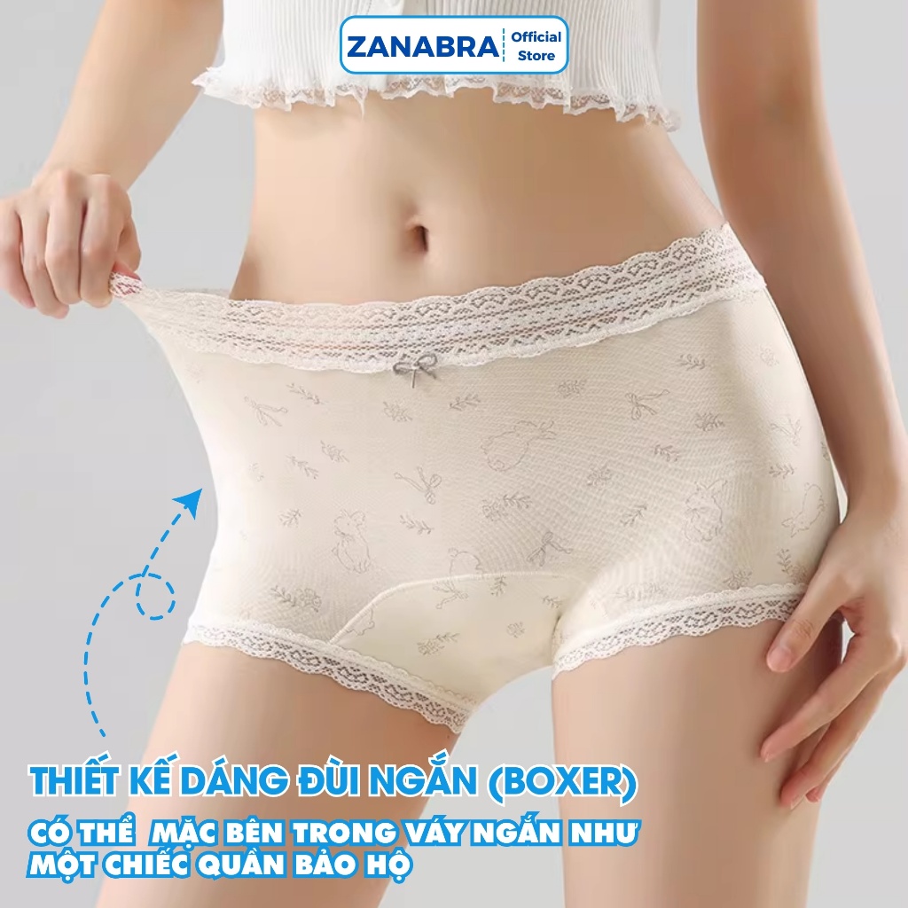 Quần Lót Nữ Cotton Phối Ren Mềm Mịn Thoáng Khí Form Ôm Không Lộ Đáy Kháng Khuẩn 10A ZANABRA L5272