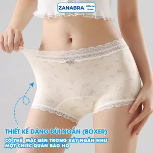 Quần Boxer Nữ Cotton Phối Ren Quyến Rũ, Quần Lót Nữ Dáng Đùi Ôm Dáng Không Lộ Viền ZANABRA L5272