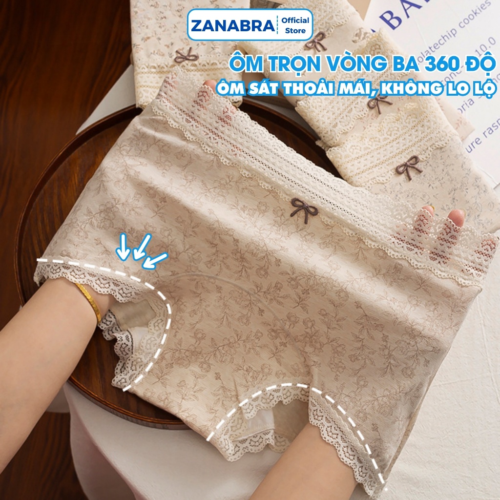 Quần Lót Nữ Cotton Phối Ren Mềm Mịn Thoáng Khí Form Ôm Không Lộ Đáy Kháng Khuẩn 10A ZANABRA L5272