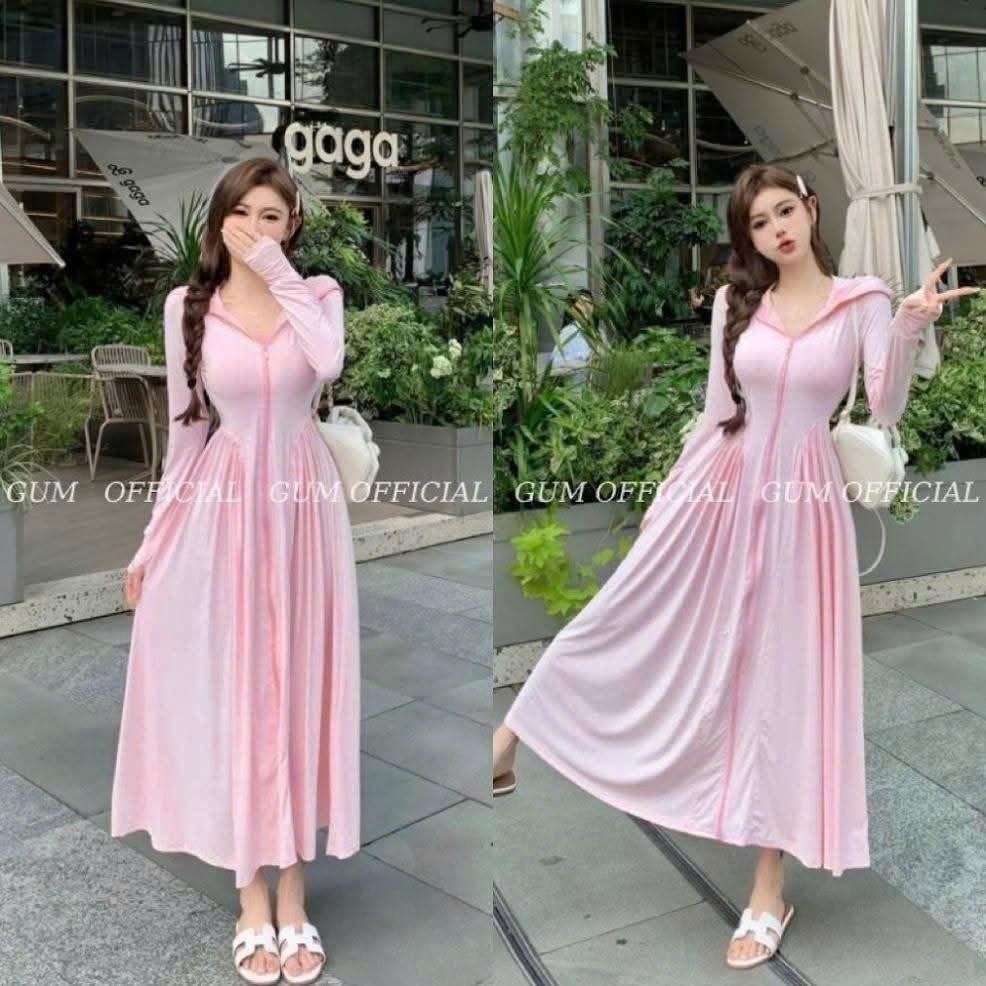 (Thời Trang Áo Nắng)  Aó Chống Nắng Toàn Thân 2 Lớp Thun Lạnh, Ao Váy Chống Năng Dáng Dài Cao Cấp