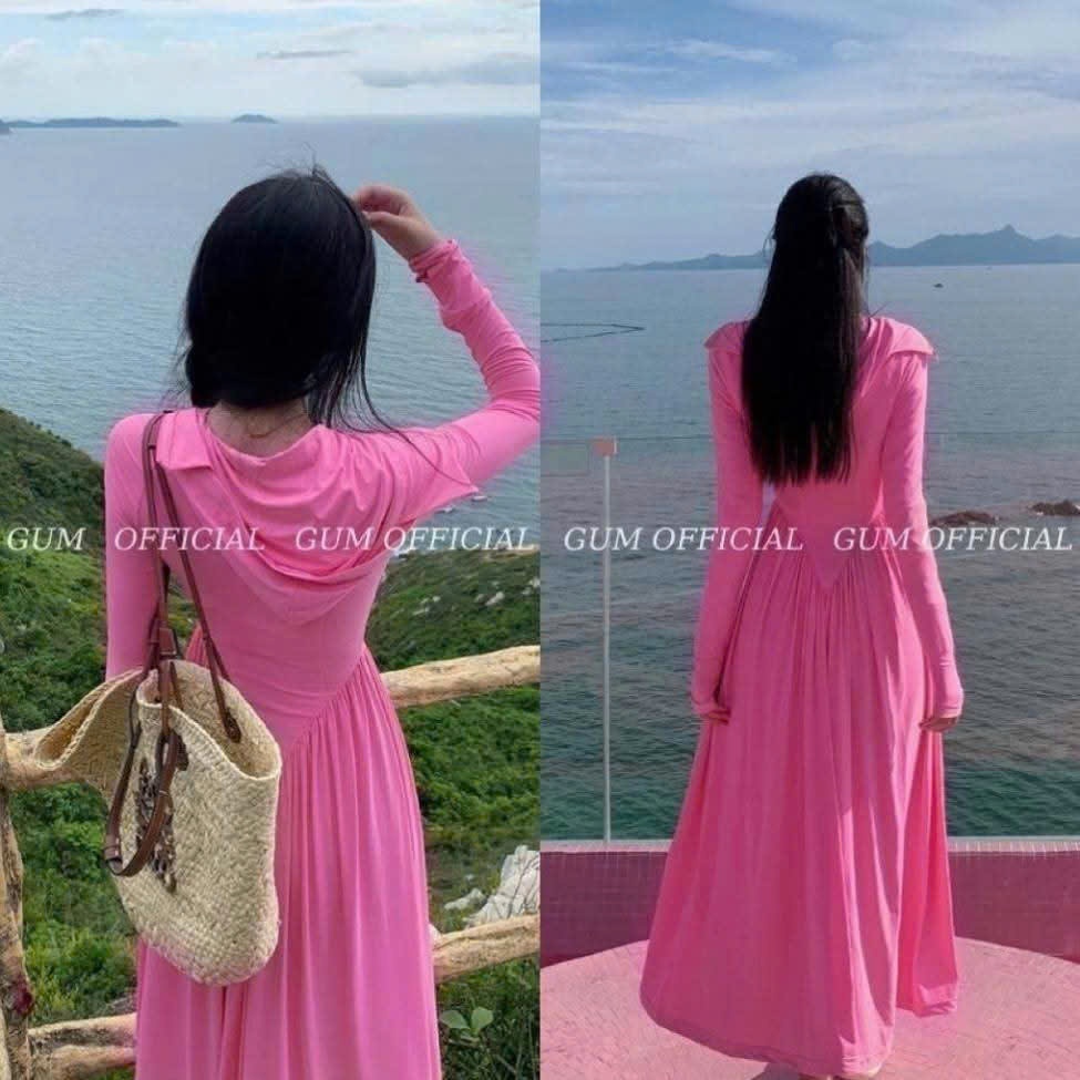 (Thời Trang Áo Nắng)  Aó Chống Nắng Toàn Thân 2 Lớp Thun Lạnh, Ao Váy Chống Năng Dáng Dài Cao Cấp