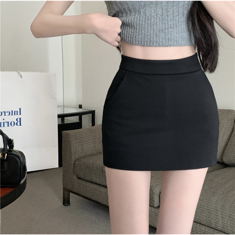 [KÈM LÓT] Chân Váy Ngắn Chữ A Ôm Body Lưng Cao – Váy Mini Basic Tôn Dáng Cá Tính