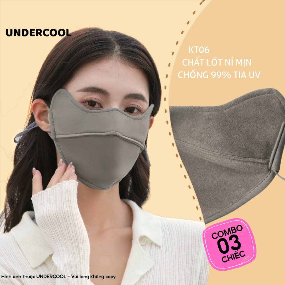 Combo 3 Khẩu Trang Thời Trang UNDERCOOL Chống Tia UV - Thoáng Khí Lót Nỉ Mịn Logo Đổi Màu Co Giãn Kháng Khuẩn KT06 CB07