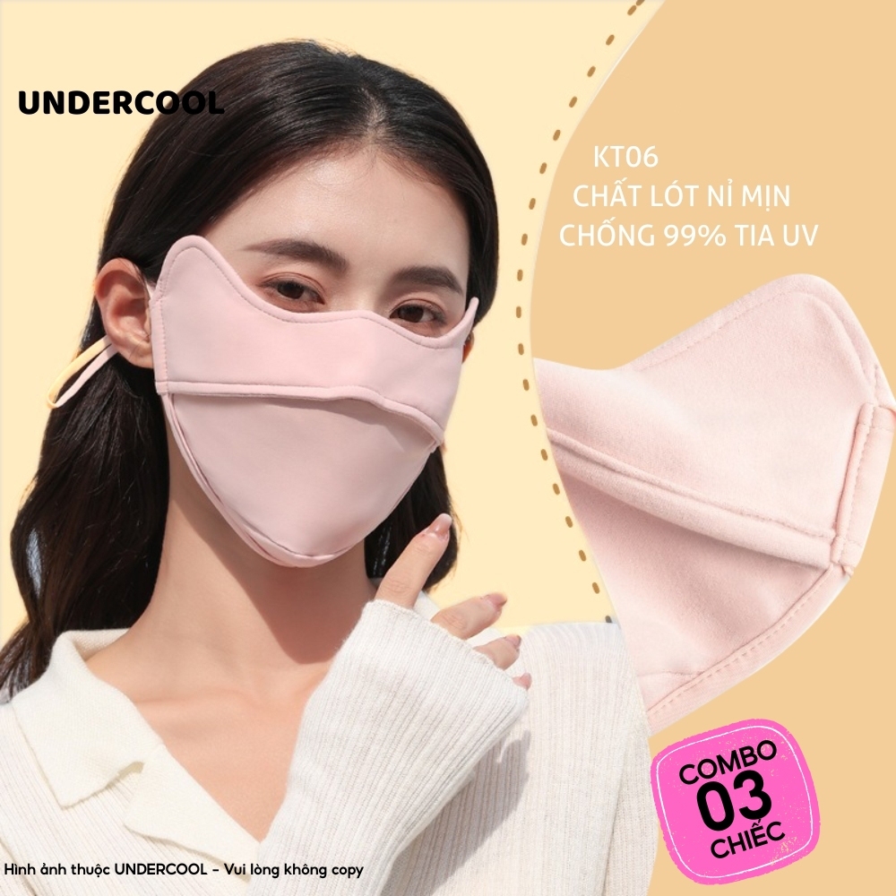 Combo 3 Khẩu Trang Thời Trang UNDERCOOL Chống Tia UV - Thoáng Khí Lót Nỉ Mịn Logo Đổi Màu Co Giãn Kháng Khuẩn KT06 CB07