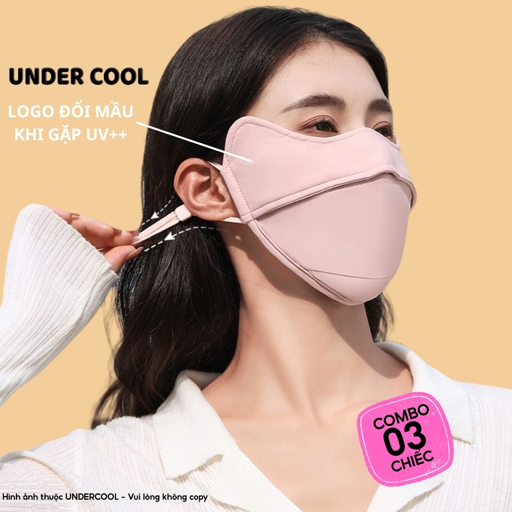 Combo 3 Khẩu Trang Thời Trang UNDERCOOL Chống Tia UV - Thoáng Khí Lót Nỉ Mịn Logo Đổi Màu Co Giãn Kháng Khuẩn KT06 CB07
