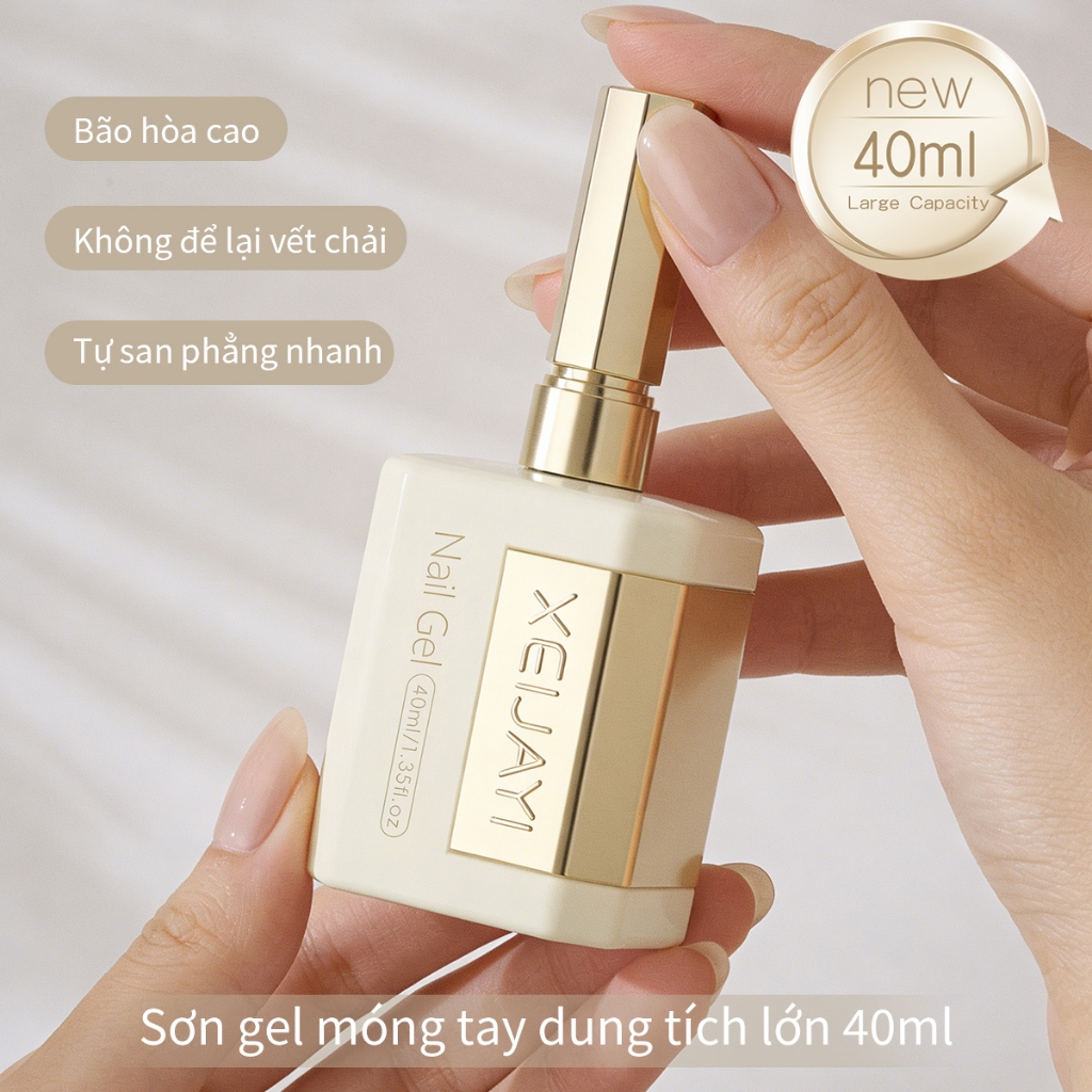 XEIJAYI 40ml - Sơn gel móng tay màu xanh lá cây đậm mới, độ bão hòa cao, hoàn hảo cho việc tự làm nghệ thuật vẽ móng.
