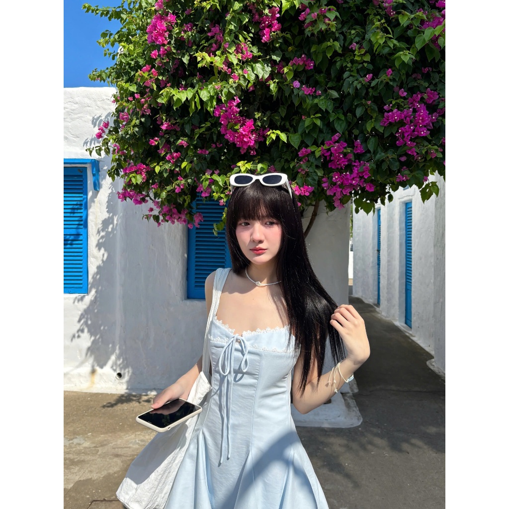 Đầm Nữ Hai Dây Phối Ren Cột Nơ Dáng Xoè Dành Cho Nữ | OLIVIA DRESS | Secodee
