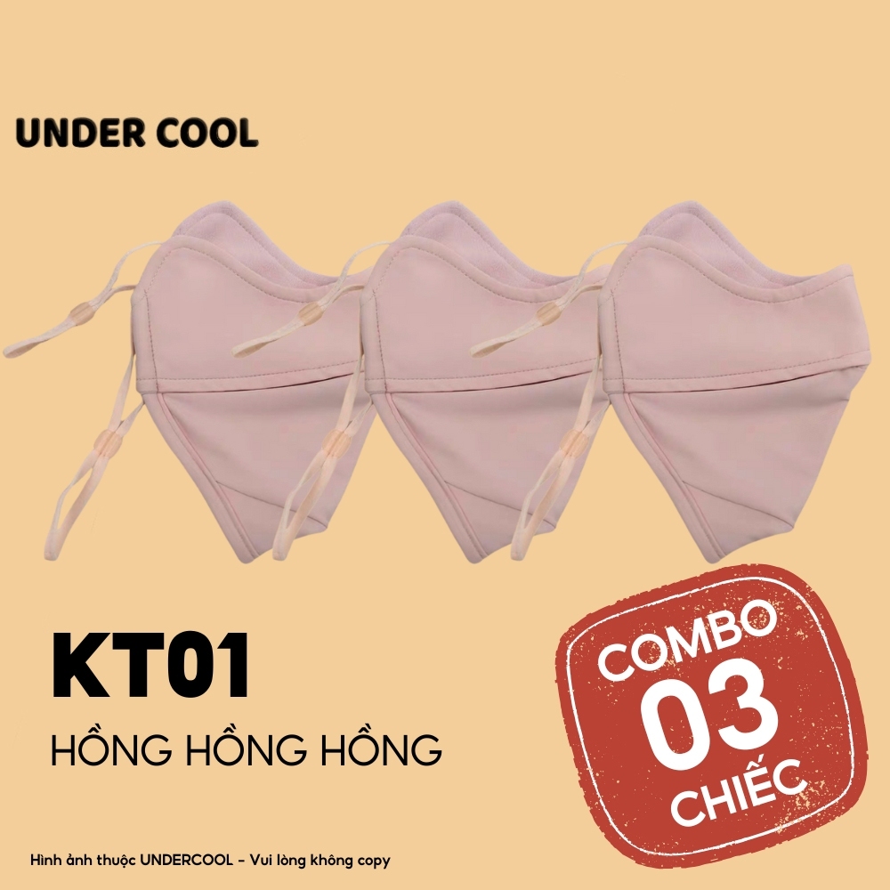 Combo 3 khẩu trang vải chống nắng UNDERCOOL  nửa mặt chống 99% tia UV UPF 50+ có logo đổi màu khi gặp ánh nắng KT01 CB03