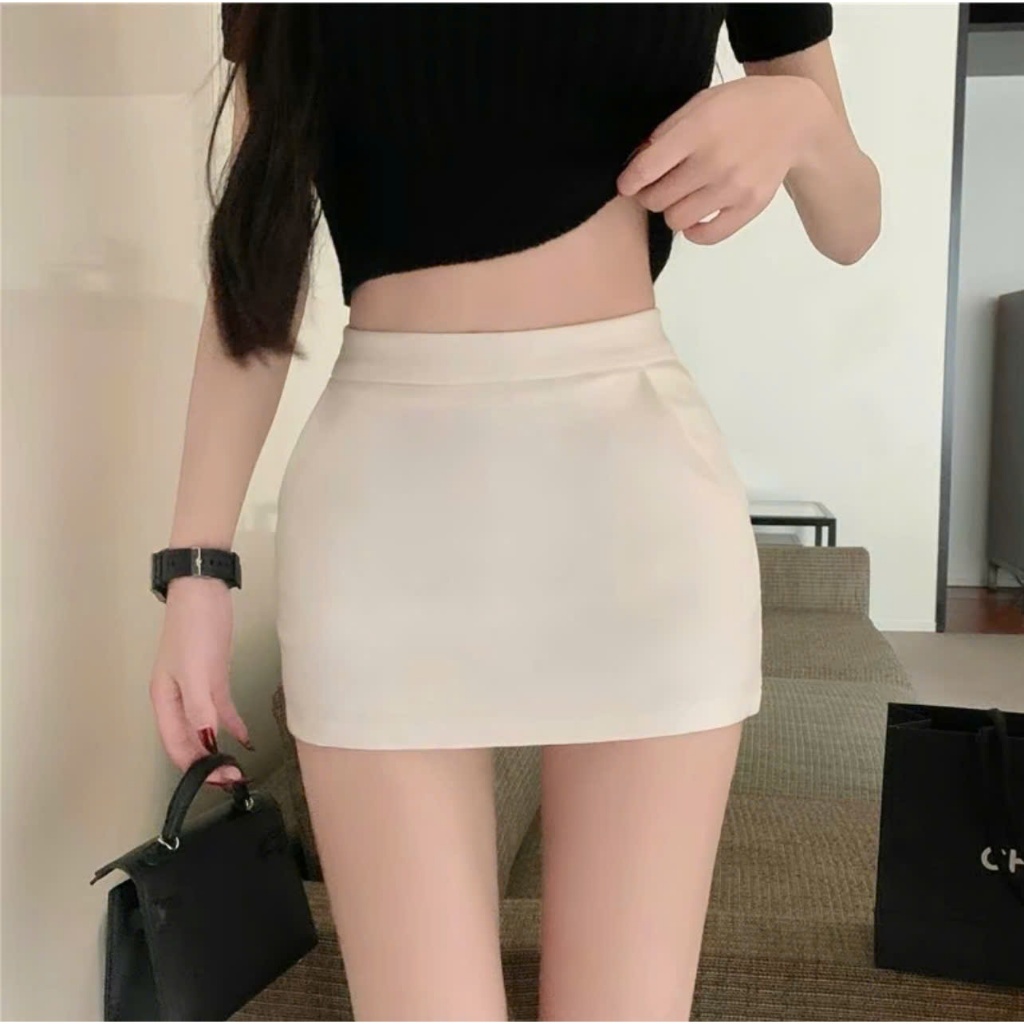 [KÈM LÓT] Chân Váy Ngắn Chữ A Ôm Body Lưng Cao – Váy Mini Basic Tôn Dáng Cá Tính