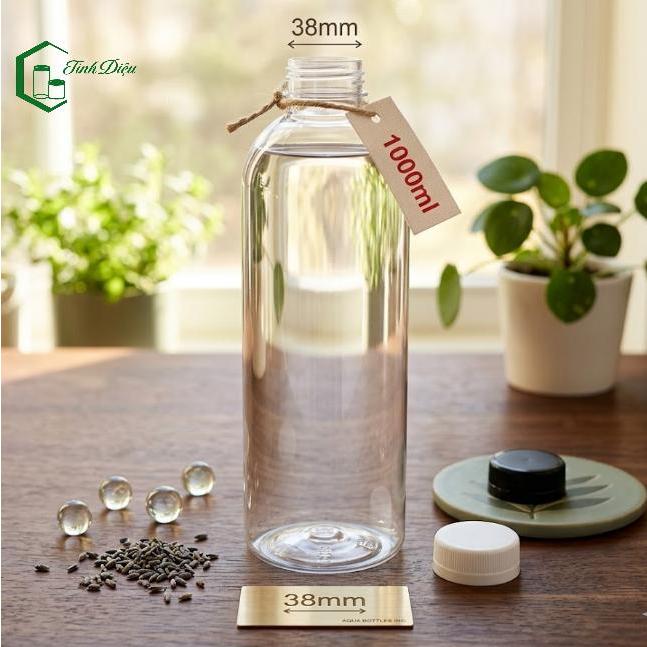 [Sỉ Tận Xưởng] Set 25 Chai Nhựa PET Tròn Trong Dày 400/600/1000ml Nắp Vặn Đựng Trà Sữa Nước Ép Cafe
