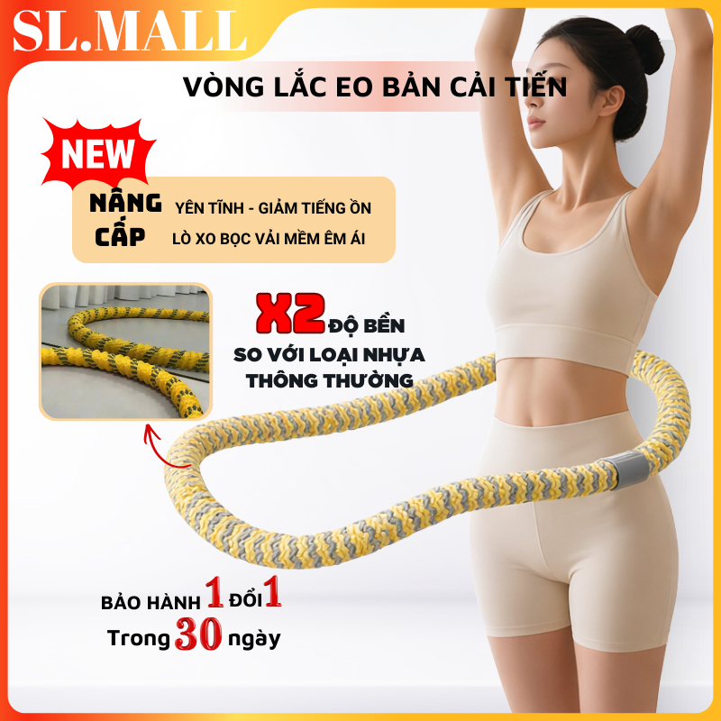 Vòng Lắc Eo Lò Xo Bọc Vải Mềm – Dụng Cụ Tập Gym Yoga Tại Nhà Giảm Eo 1.5–2.5kg