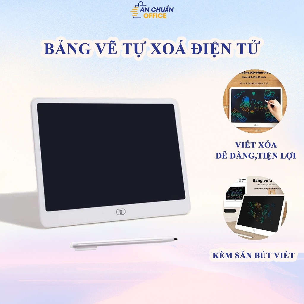 [Tặng kèm pin] Bảng vẽ tự xóa điện tử, bảng viết vẽ thông minh 13-16 inch m n hình LCD a sắc đồ họa ẹp kèm bút vẽ
