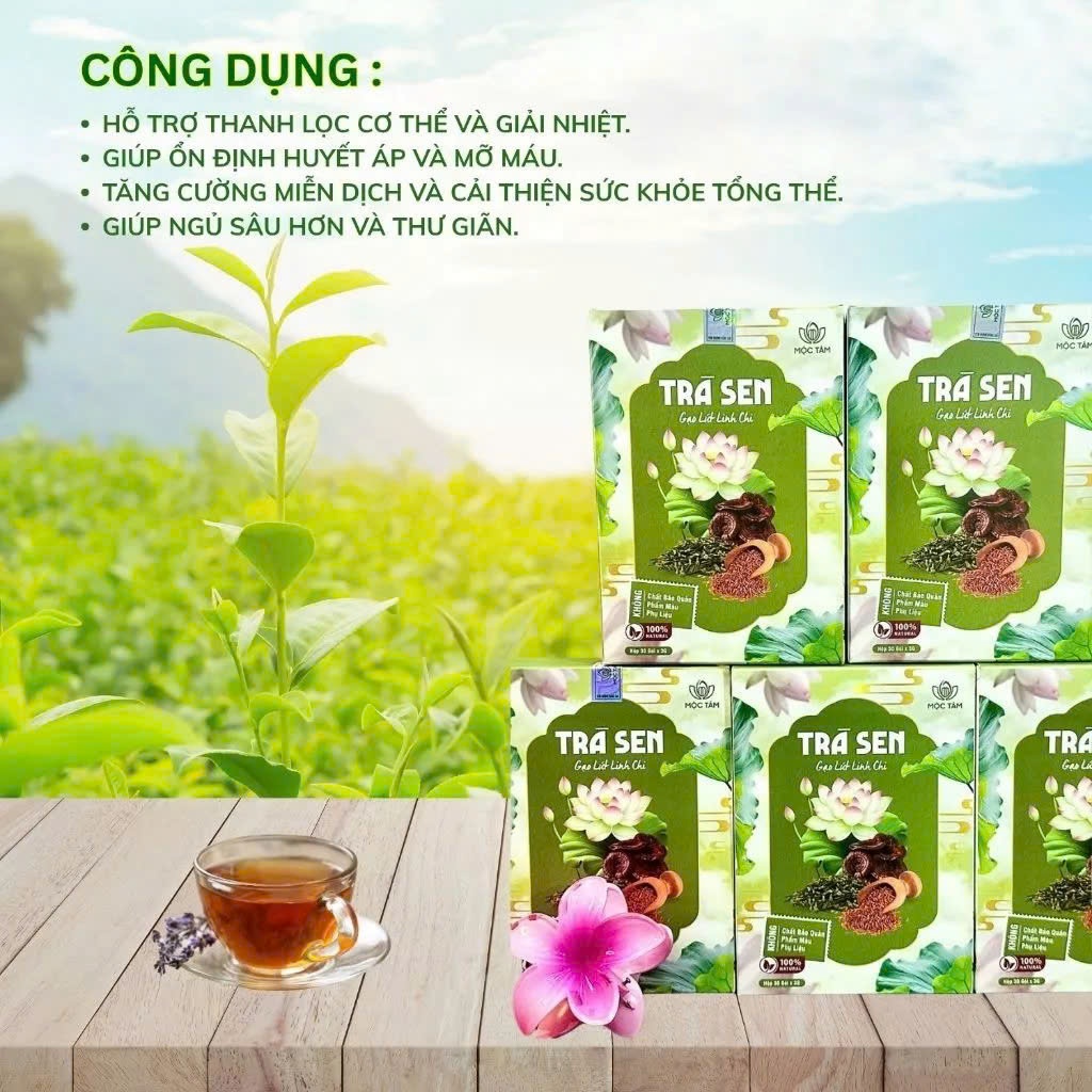 ✅ [Chính Hãng] Trà Sen Gạo Lứt Linh Chi Hộp 30 Gói ✅ Trà giảm cân giảm béo ngủ ngon tuần hoàn máu thanh nhiệt đẹp da