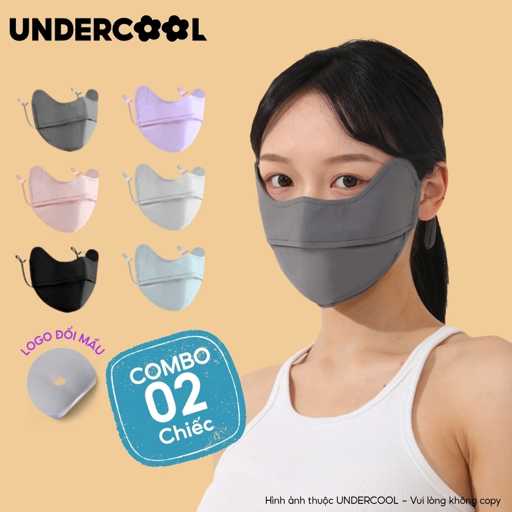 COMBO 2 Khẩu Trang Chống Nắng UNDERCOOL Nửa Mặt Logo Đổi Màu Phát Hiện Tia UV 3 Màu CB-KT01 Live