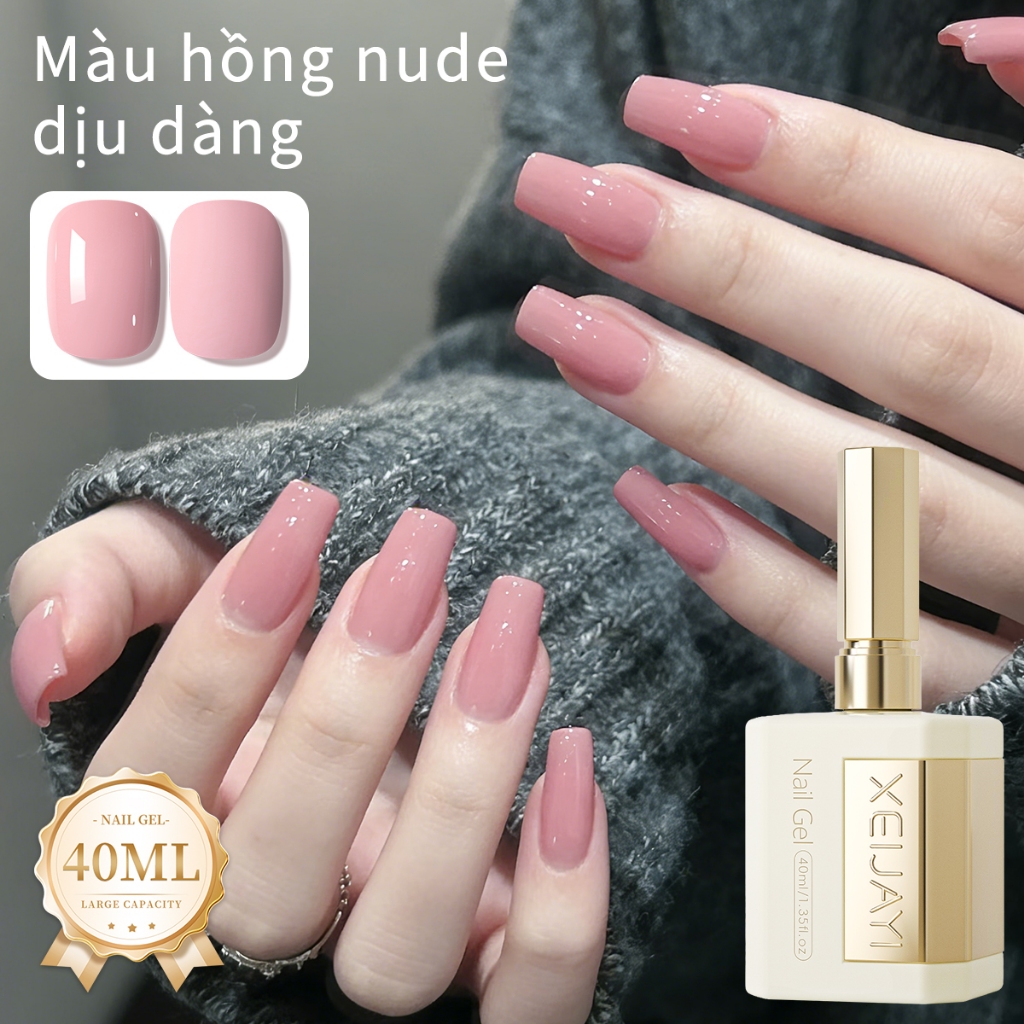 XEIJAYI 40ml - Sơn móng tay dạng gel màu hồng nude mới, bền màu và lâu trôi, thích hợp để sử dụng hàng ngày