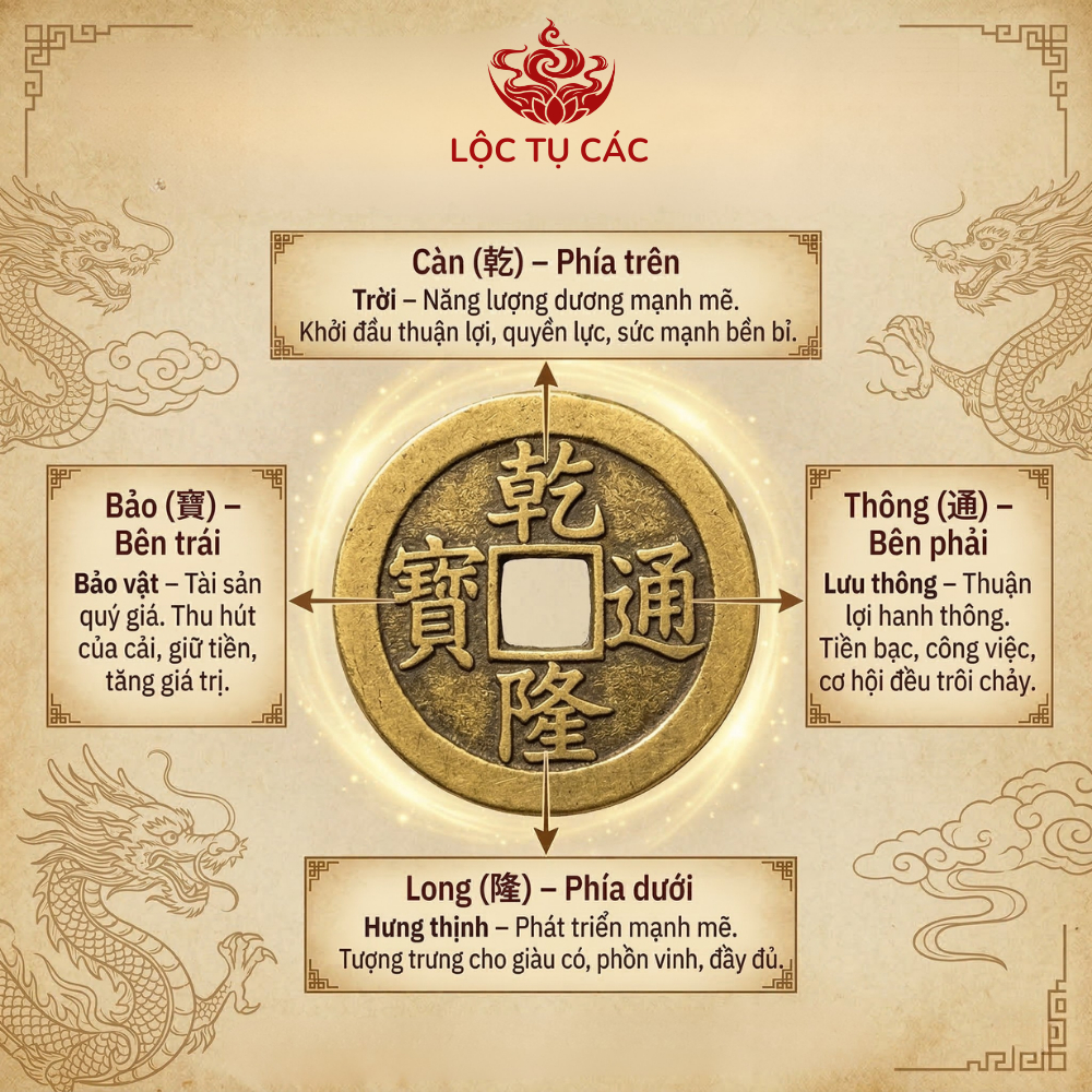 Đồng xu Ngũ Đế, vật phẩm phong thủy Lộc Tụ Các thu hút tài lộc vận may, cân bằng năng lượng