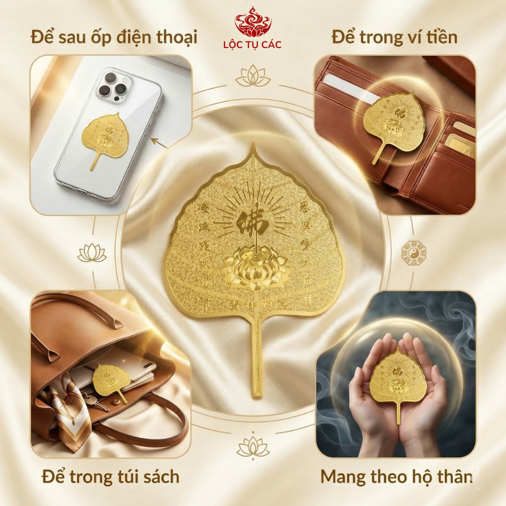 Lá Bồ Đề mạ vàng, lá Bồ Đề phong thủy ( ĐÃ THỈNH ) thu hút bình an tài lộc mang theo bên người.