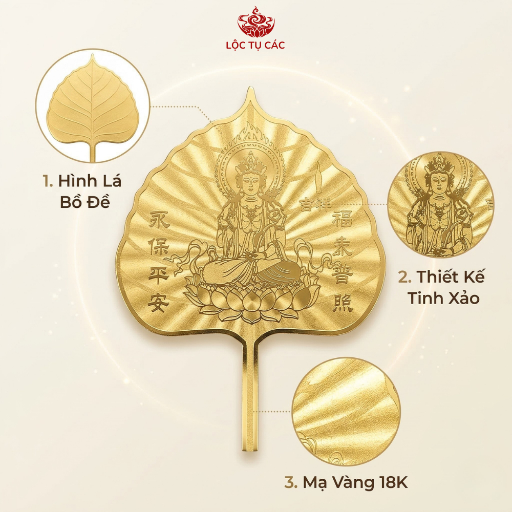 Lá Bồ Đề mạ vàng, lá Bồ Đề phong thủy ( ĐÃ THỈNH ) thu hút bình an tài lộc mang theo bên người.