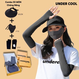 COMBO Chống Nắng 3 Món, Khẩu Trang Có Gọng - Găng Tay - Mũ Vành Nửa Đầu UNDERCOOL Chống Tia UV Hiệu Quả Bảo Vệ Da CB01