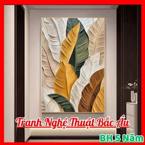 Tranh Tàu Lá Chuối Nghệ Thuật 3D Tráng Gương Cao Cấp – Tranh Treo Tường Tropical Decor Phòng Khách, Phòng Ngủ Bo Viền