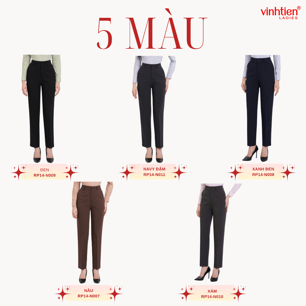 Quần Âu Nữ Ống Đứng Lưng Cao Vĩnh Tiến, GTB 589, chất liệu vải mềm mịn thoáng mát đứng form.