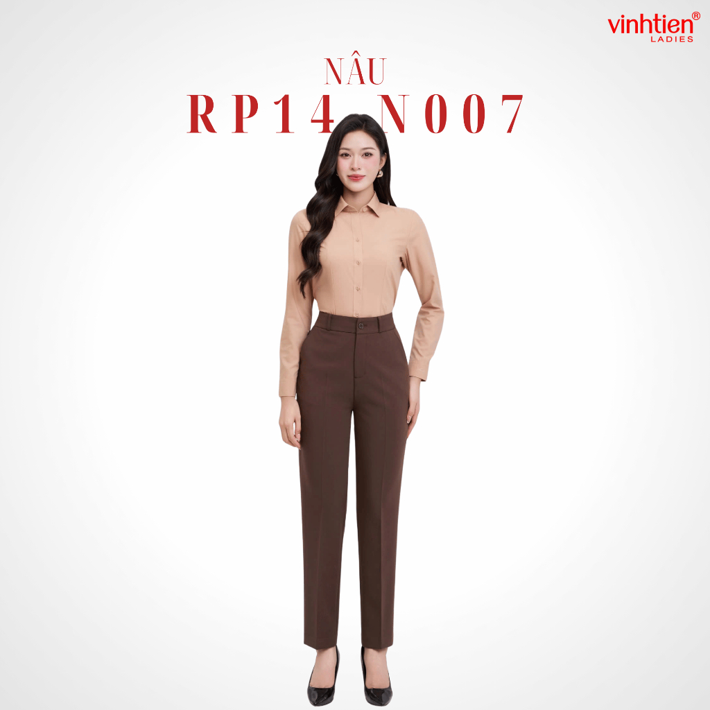 Quần Âu Nữ Ống Đứng Lưng Cao Vĩnh Tiến, GTB 589, chất liệu vải mềm mịn thoáng mát đứng form.