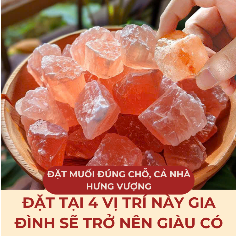 Muối hồng Himalaya thanh tẩy thỏi vàng tài lộc kèm đồng xu Âm Dương, vật phẩm thiết yếu cho gia đình