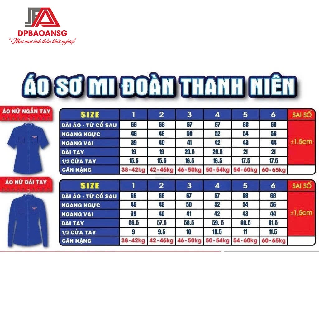 Áo Sơ Mi Đoàn Dài Tay Nam Nữ Vải Kate Thêu Logo Sắc Nét - Đồng Phục Sự Kiện Đoàn Viên Thanh Niên