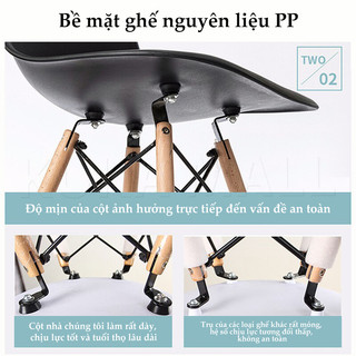 Ghế ăn Ghế có tựa lưng bằng nhựa, ghế văn phòng hiện đại, chân gỗ sồi, dễ vệ sinh, nhiều màu sắc để lựa chọn