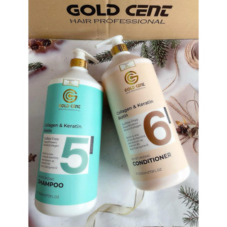Gội Xả Goldcent Collagen Biotin Phục Hồi Tóc Hư Tổn, Giảm Rụng, Mềm Mượt, Dung Tích 2000ml